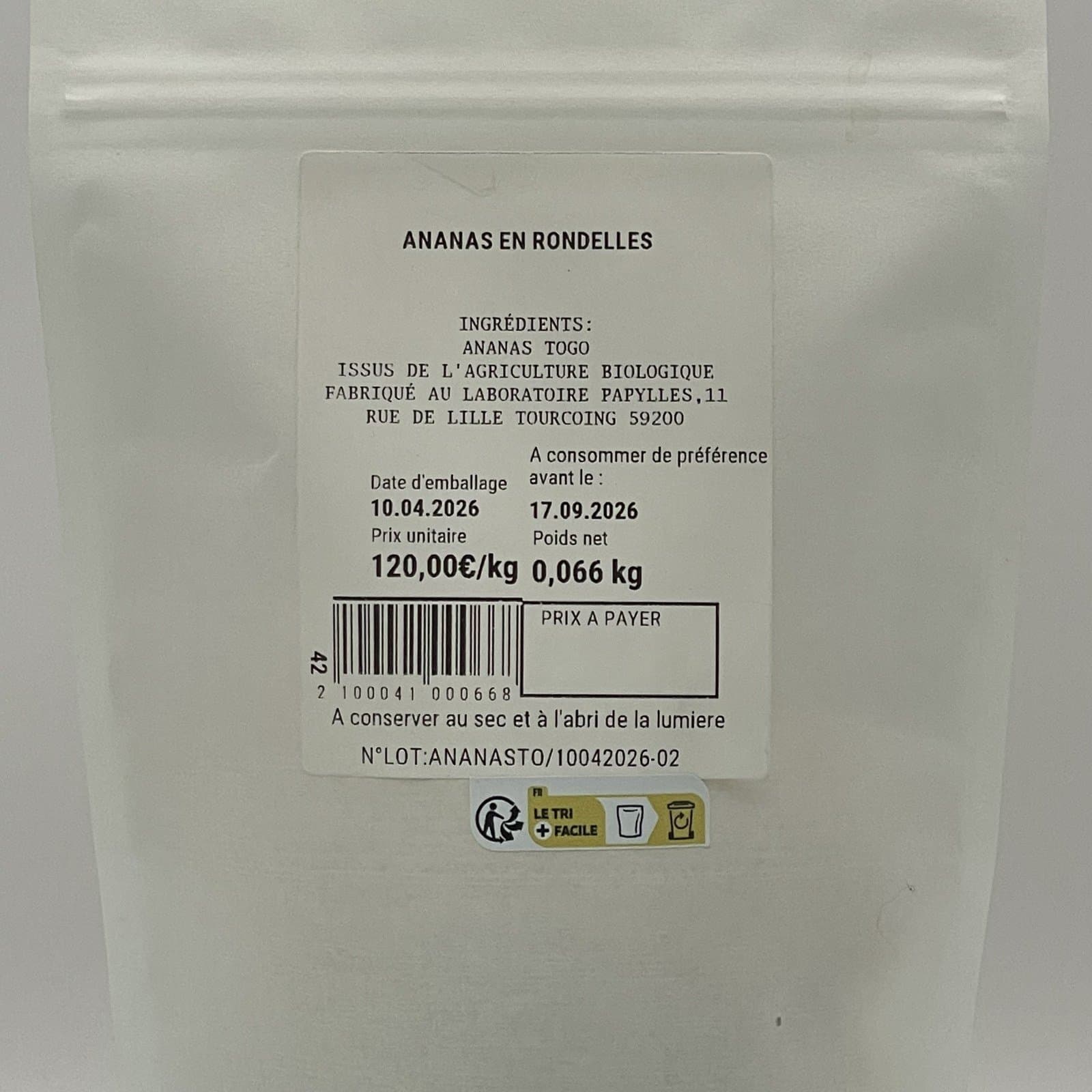 Rondelles d'ananas séchées