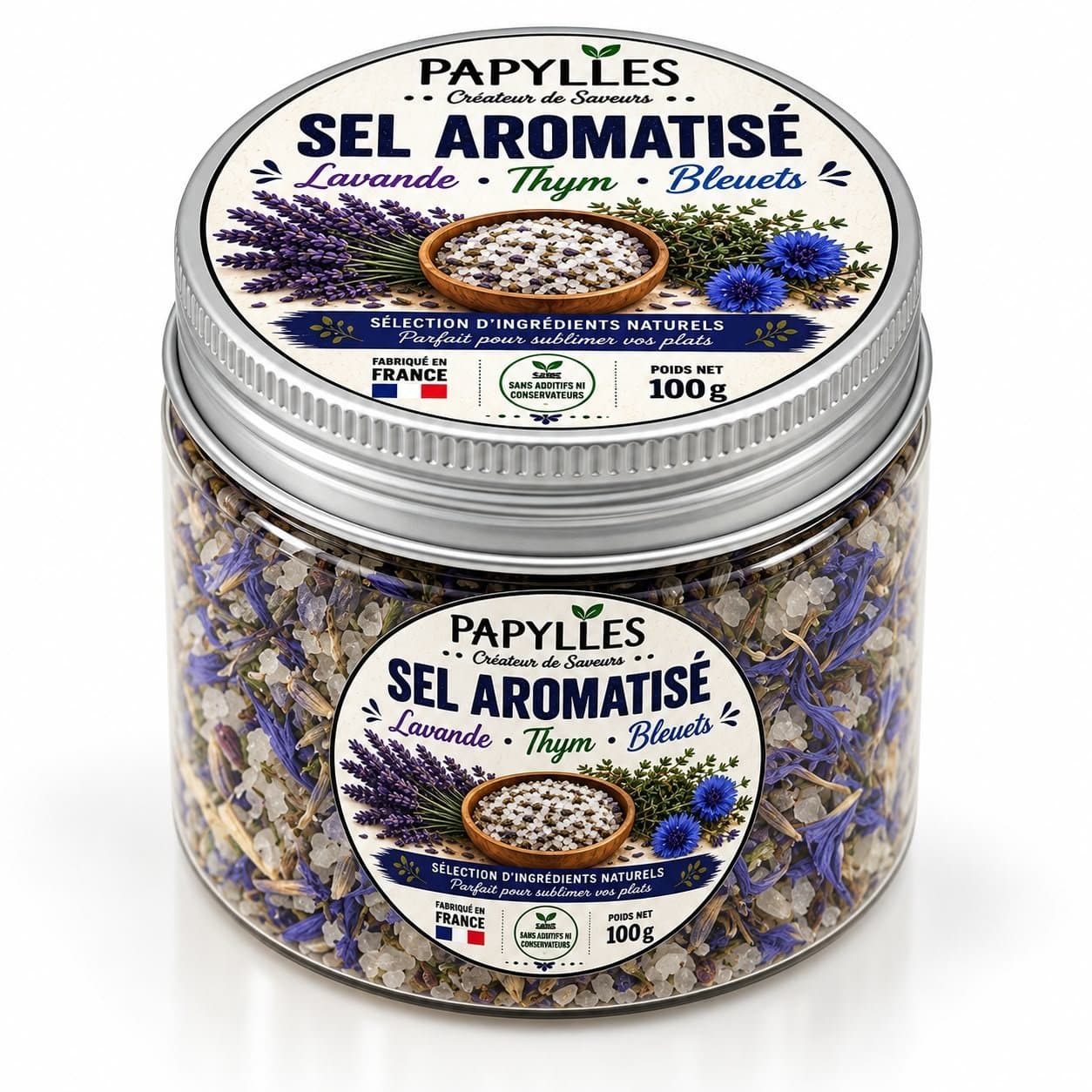 Sel Aromatisé Lavande, Thym & Bleuets - Boîte 100 g